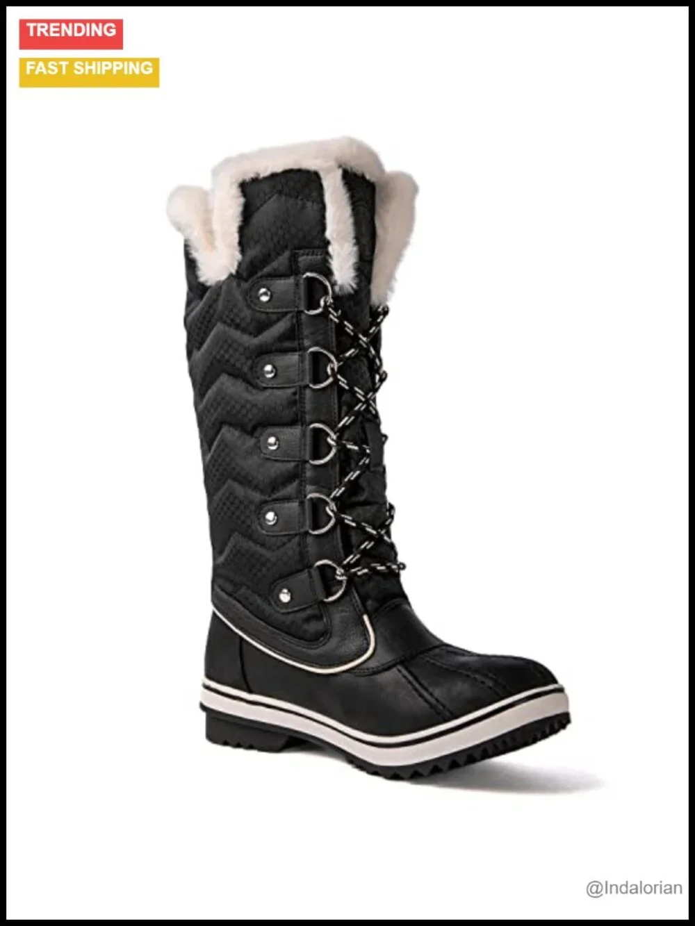 Mid-Calf Winter Snow Boots with Faux Fur Lining, Waterproof, Non-Slip Sole